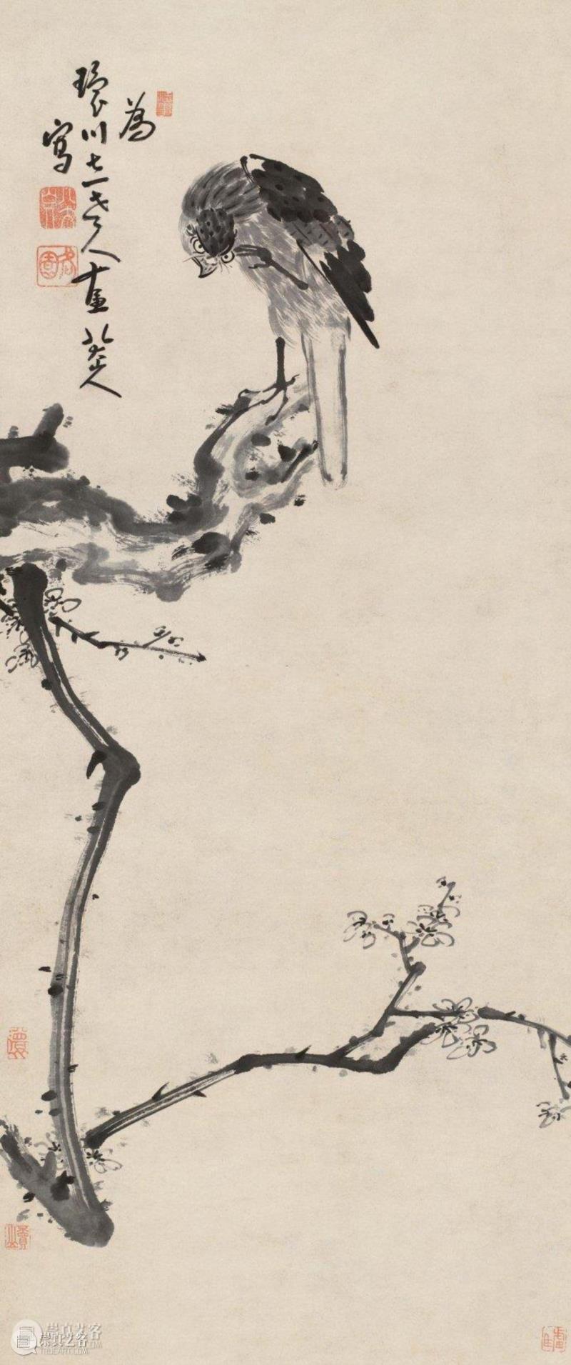 清 八大山人 鹫梅花图 立轴 水墨纸本,明皇世孙避难为僧，画出世上最贵鱼和鸟,朱耷,八大山人,笔墨,石涛,吴昌硕,书画,遗民,南昌