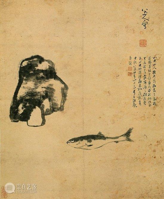 清 八大山人 鱼石图,明皇世孙避难为僧，画出世上最贵鱼和鸟,朱耷,八大山人,笔墨,石涛,吴昌硕,书画,遗民,南昌