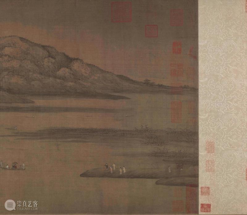 按住图片左右滑动,艺术 ▎放大十倍看《潇湘图》,潇湘图,董源,北宋,关仝,渔舟,北派,山林,南派,沈括,绢本