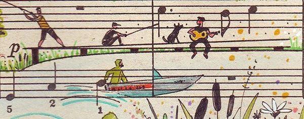 绘画丨五线谱上的欢乐故事,五线谱,绘画,乐章,卫荣,音符,Erlich,版式,上方,右上,Lena