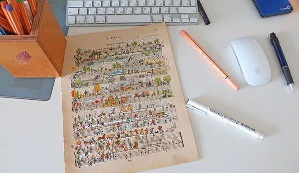 绘画丨五线谱上的欢乐故事,五线谱,绘画,乐章,卫荣,音符,Erlich,版式,上方,右上,Lena