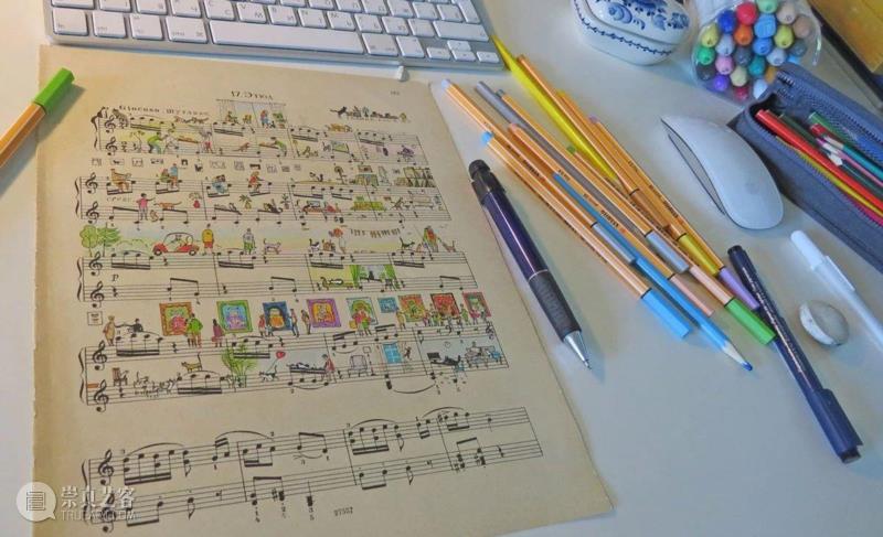 绘画丨五线谱上的欢乐故事,五线谱,绘画,乐章,卫荣,音符,Erlich,版式,上方,右上,Lena