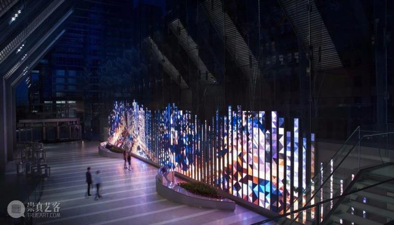 「150媒体流」，时尚柔和的经典公共艺术装置,媒体,装置,视频,租户,数字媒体,动态,英尺,数字雕塑,新商业大厦北,智能