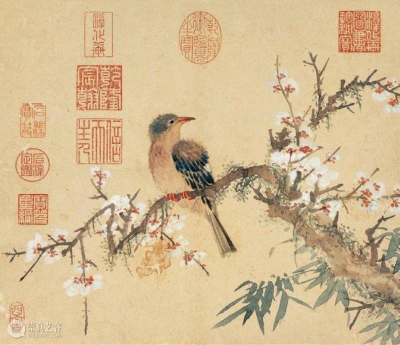 《花鸟册页》局部图,圣佳讲堂丨宝珠重耀炫烨光—乾隆对题王榖祥绘十八开《花鸟册页》赏析,乾隆,王榖祥,圣佳,讲堂,宝珠,耀炫烨光,花鸟册页,册页,花鸟,王氏