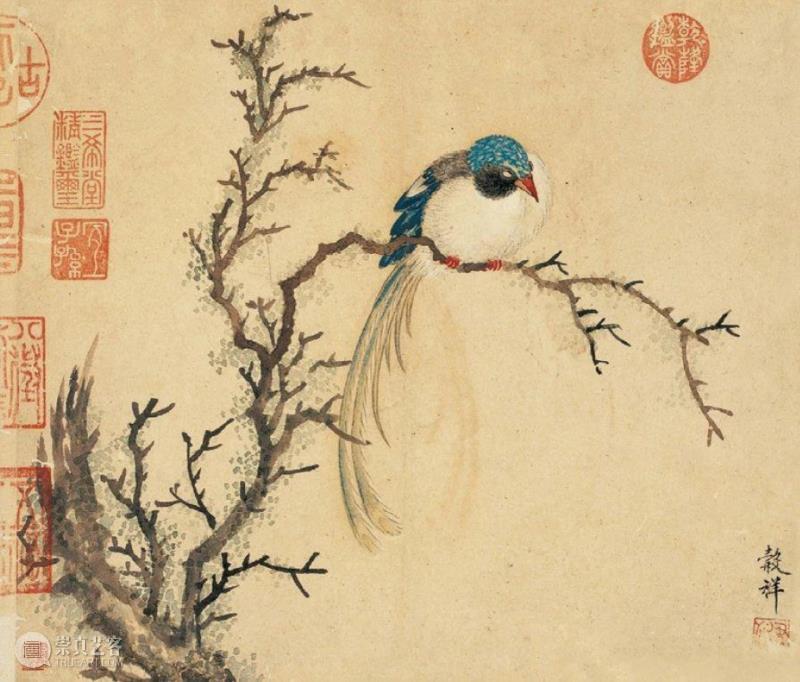 《花鸟册页》局部图,圣佳讲堂丨宝珠重耀炫烨光—乾隆对题王榖祥绘十八开《花鸟册页》赏析,乾隆,王榖祥,圣佳,讲堂,宝珠,耀炫烨光,花鸟册页,册页,花鸟,王氏
