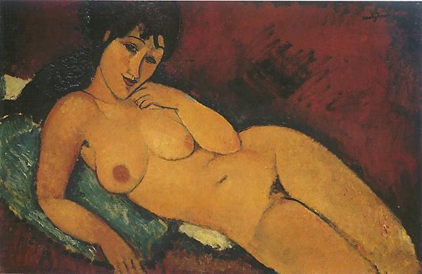 Nude on a Blue Cushion, 1917, 现藏于华盛顿国家美术馆,一只眼睛看世界的天才艺术家,天才,莫迪里阿尼,意大利,巴黎,珍妮,阿赫玛托娃,裸女,莫迪,莫迪格利阿尼,毕加索