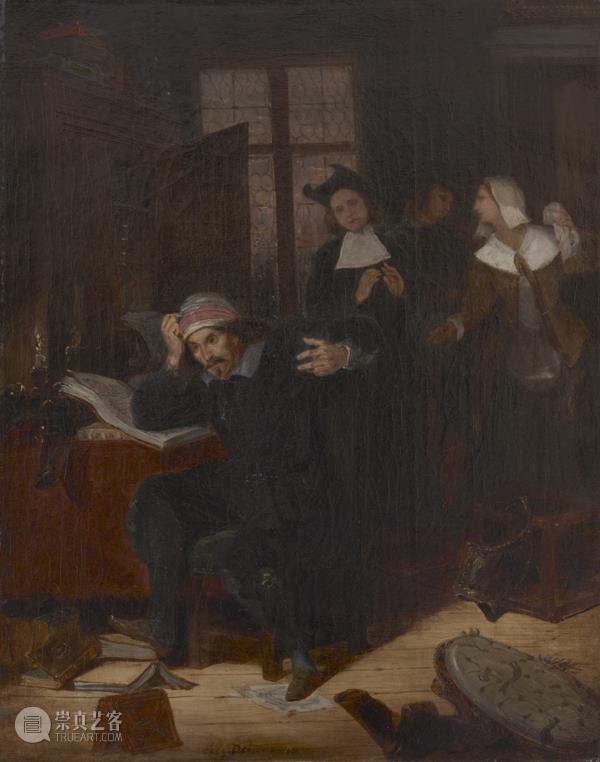 欧仁·德拉克洛瓦，《堂·吉诃德在他的图书馆》,宝龙美术馆|“西方绘画500年——东京富士美术馆藏品展” 60幅经典收藏演绎西方艺术史经典,鲁本斯,莫兰迪,透纳,安格尔,西方艺术史,马奈,高更,米勒,梵高,莫奈,塞尚,毕加索,贝利尼,宝龙美术馆,天协文化,东京富士美术馆