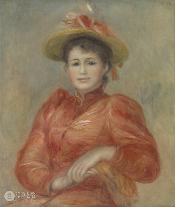皮埃尔-奥古斯特·雷诺阿，《穿红衣的年轻女子》,宝龙美术馆|“西方绘画500年——东京富士美术馆藏品展” 60幅经典收藏演绎西方艺术史经典,鲁本斯,莫兰迪,透纳,安格尔,西方艺术史,马奈,高更,米勒,梵高,莫奈,塞尚,毕加索,贝利尼,宝龙美术馆,天协文化,东京富士美术馆