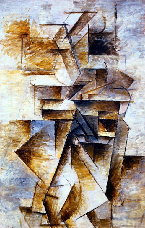 毕加索 |《弹曼陀林的女人》，100.3 x 73.6 cm，布面油画，1910年,Yve-Alain Bois | 毕加索与抽象（上）,毕加索,Yve,Bois,绘画,卡恩维勒,塞拉,油画,博瓦,艺术史,教授