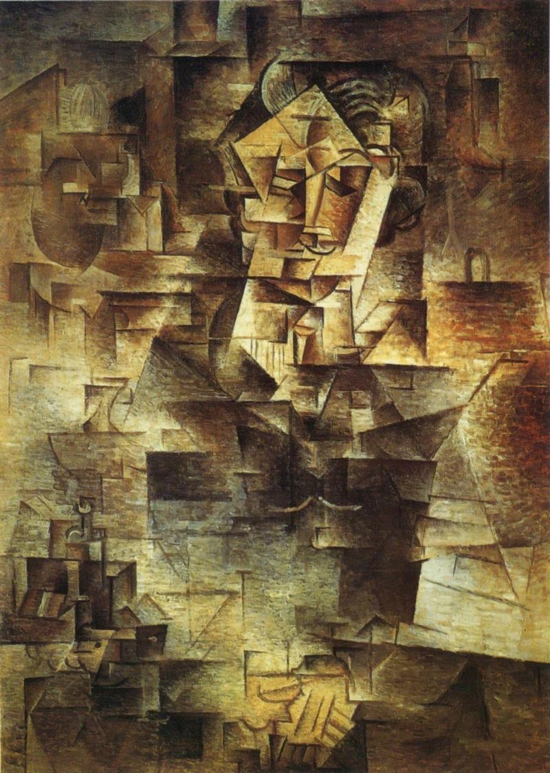毕加索 |《卡恩维勒肖像》，100.5 cm × 73 cm，布面油画，1910年,Yve-Alain Bois | 毕加索与抽象（上）,毕加索,Yve,Bois,绘画,卡恩维勒,塞拉,油画,博瓦,艺术史,教授