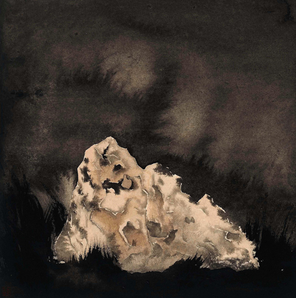 靳骐沣 湖石 34cm×34cm 国画 纸本水墨 2015年 中央美术学院;24314-1.jpg