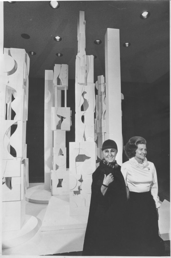 First Lady Betty Ford and Louise Nevelson standing with “Bicentennial Dawn”, 1976,.jpg