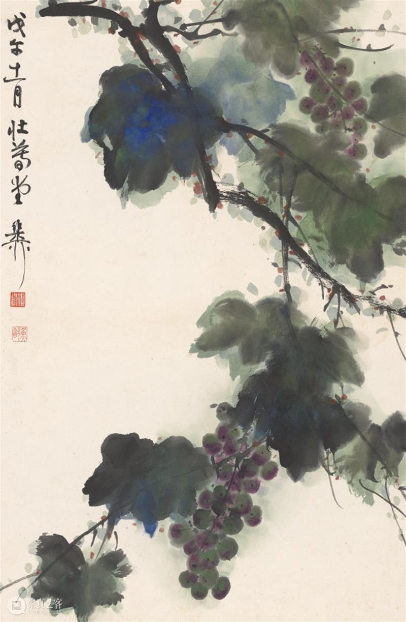 【中华艺术宫 | 轻悦读】谢稚柳《葡萄》:晶莹欲滴 谢稚柳 葡萄 中华艺术宫 中国 先生 写意 花鸟 代表作 用笔 画中 崇真艺客
