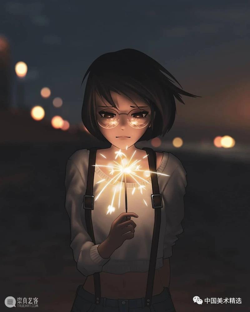 车站上的音乐少女  中国美术精选 少女 车站 音乐 插画 瞬间 张扬 一个故事 作品 往期 肖像 崇真艺客