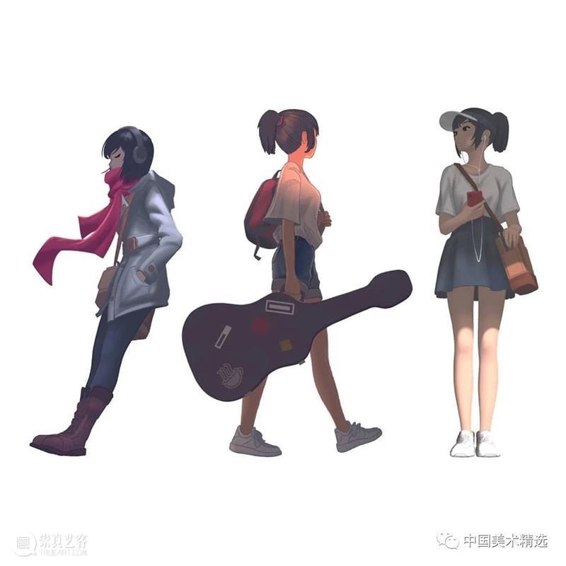 车站上的音乐少女  中国美术精选 少女 车站 音乐 插画 瞬间 张扬 一个故事 作品 往期 肖像 崇真艺客