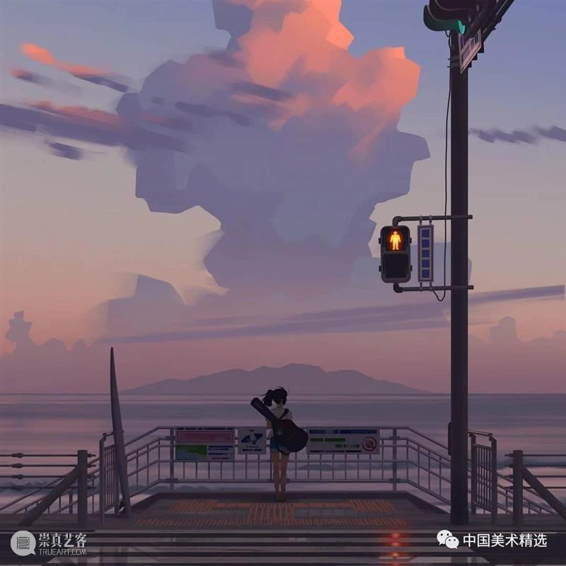 车站上的音乐少女  中国美术精选 少女 车站 音乐 插画 瞬间 张扬 一个故事 作品 往期 肖像 崇真艺客