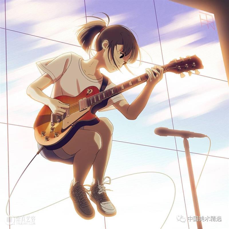车站上的音乐少女  中国美术精选 少女 车站 音乐 插画 瞬间 张扬 一个故事 作品 往期 肖像 崇真艺客