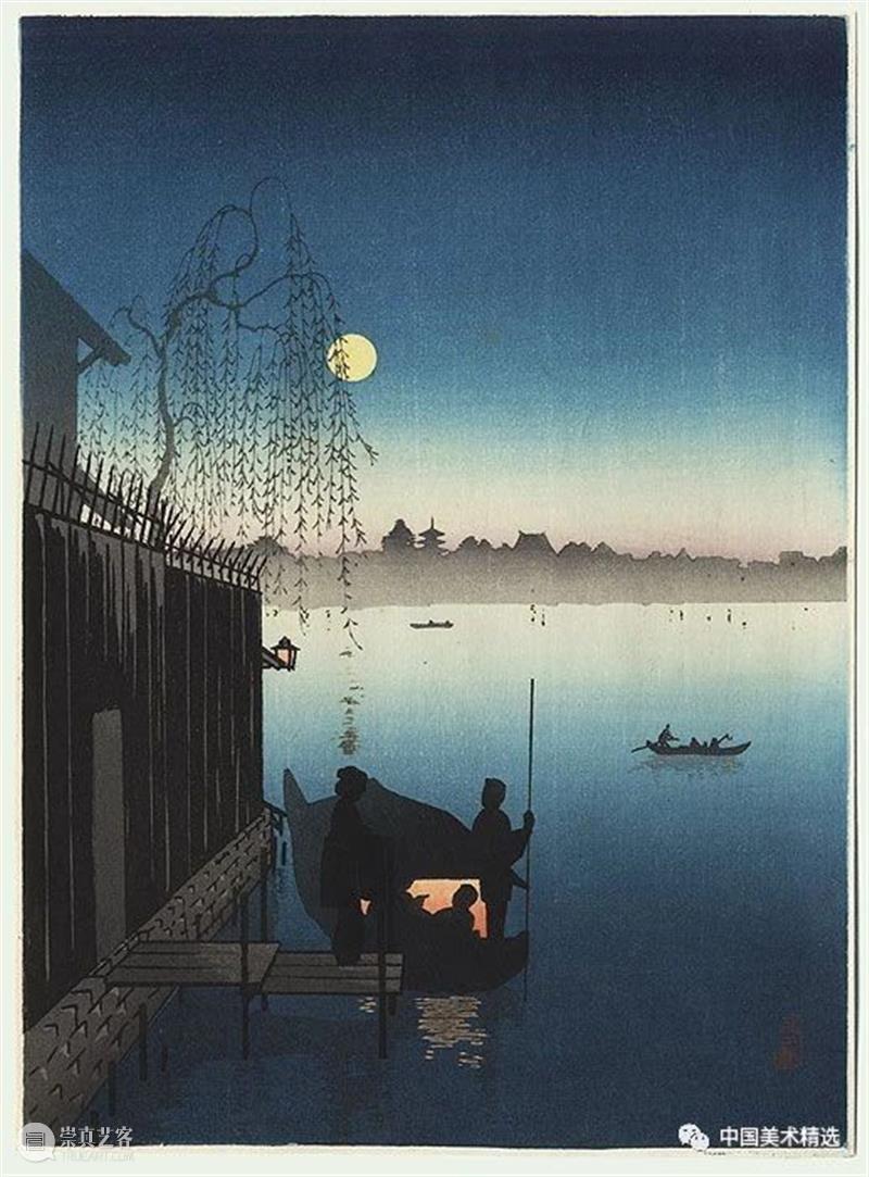 孤月映夜影 孤月 夜影 庄田 耕峰 Koho 日本 明治 时代 浮世绘 画家 崇真艺客