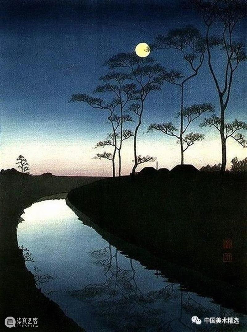 孤月映夜影 孤月 夜影 庄田 耕峰 Koho 日本 明治 时代 浮世绘 画家 崇真艺客