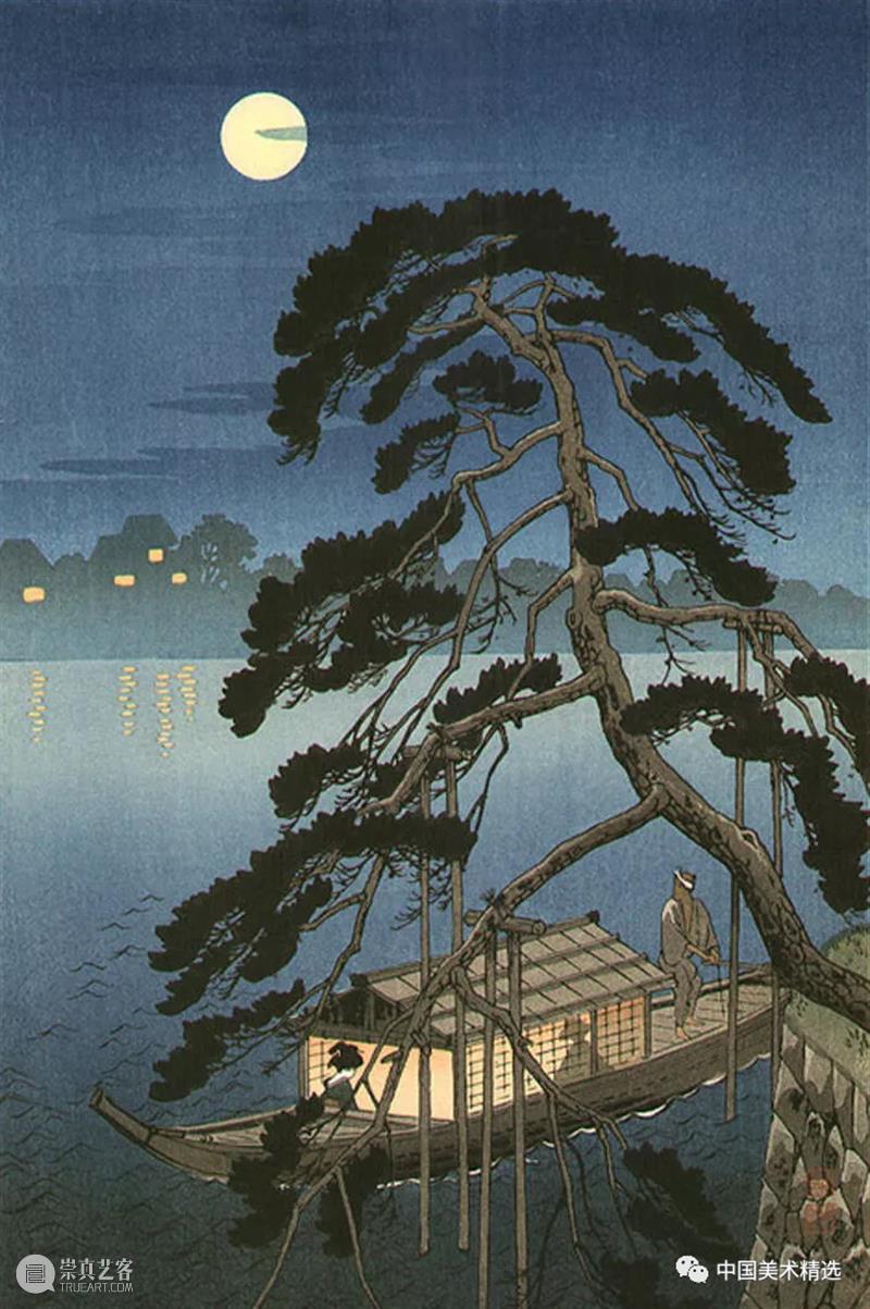 孤月映夜影 孤月 夜影 庄田 耕峰 Koho 日本 明治 时代 浮世绘 画家 崇真艺客