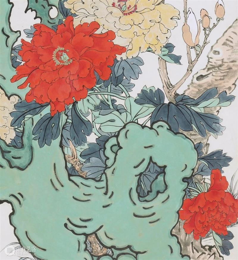 【保利拍卖十五周年】灿烂妍丽之极:于非闇《玉堂富贵春喜》 于非闇 玉堂富贵春喜 保利拍卖 玉堂 设色纸本 题识 戊寅 赵昌 钤印 蓬莱 崇真艺客