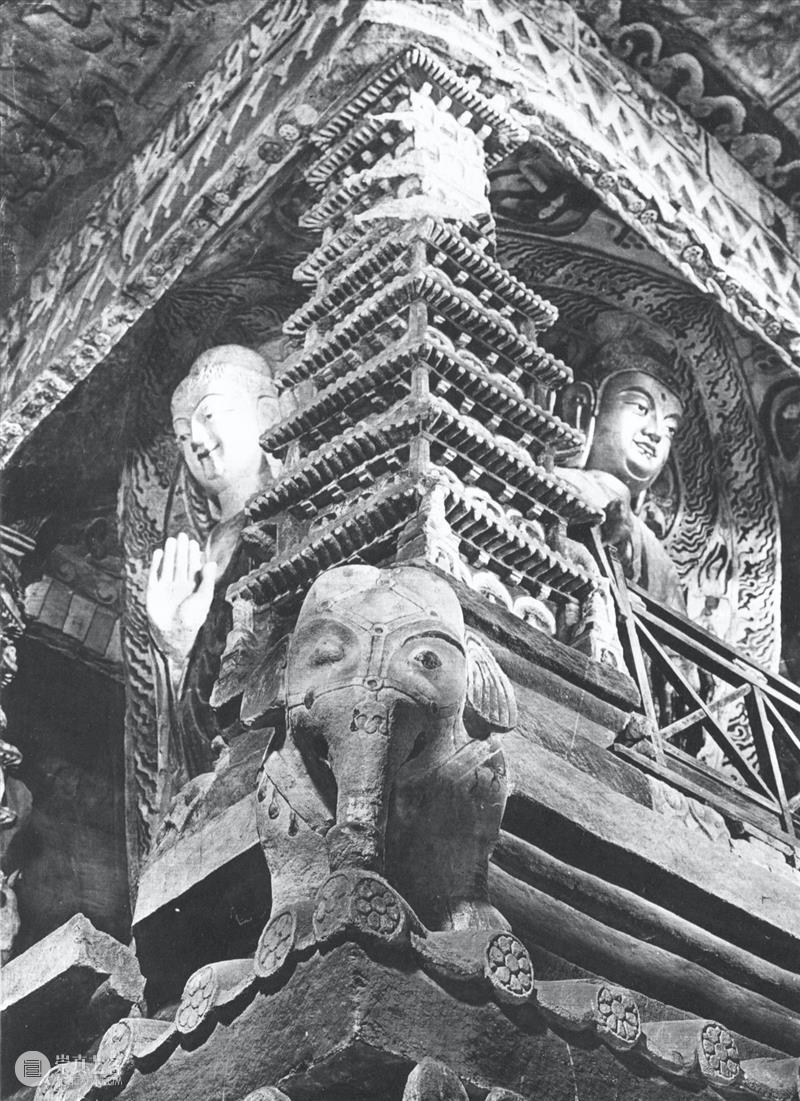 四十年代水野版云冈图集：第六窟 野版 云冈图集 中心 东面 下层 弥勒 云冈石窟 山西省 大同市西 武周山南 崇真艺客