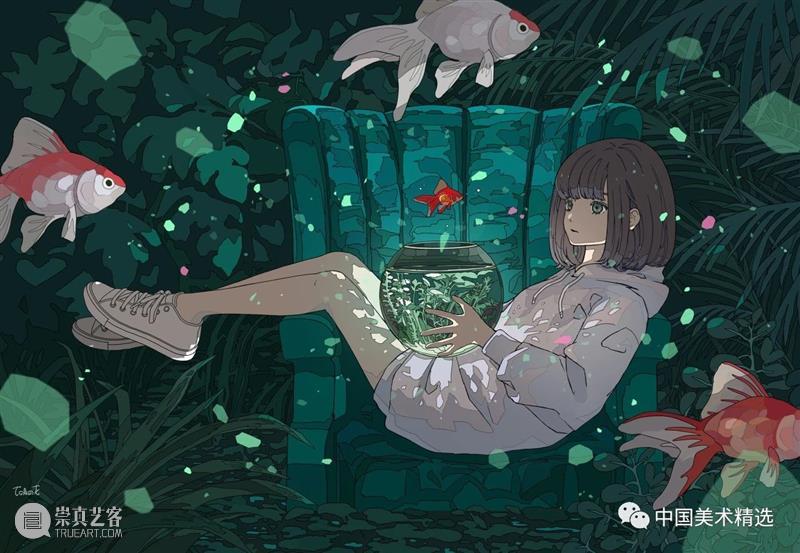 少女的梦 少女 日本 插画师@fluffy2038 插画 作品 城市 女孩 背景 细节 配色 崇真艺客