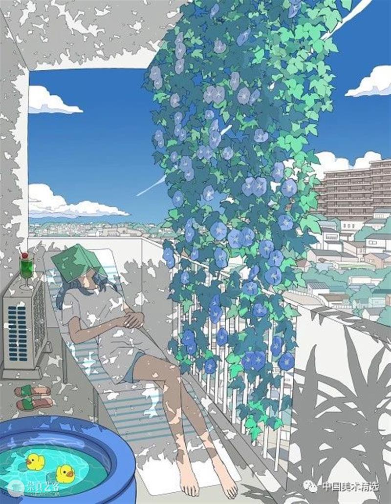 少女的梦 少女 日本 插画师@fluffy2038 插画 作品 城市 女孩 背景 细节 配色 崇真艺客