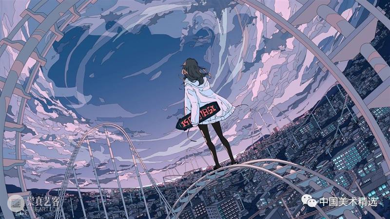 少女的梦 少女 日本 插画师@fluffy2038 插画 作品 城市 女孩 背景 细节 配色 崇真艺客