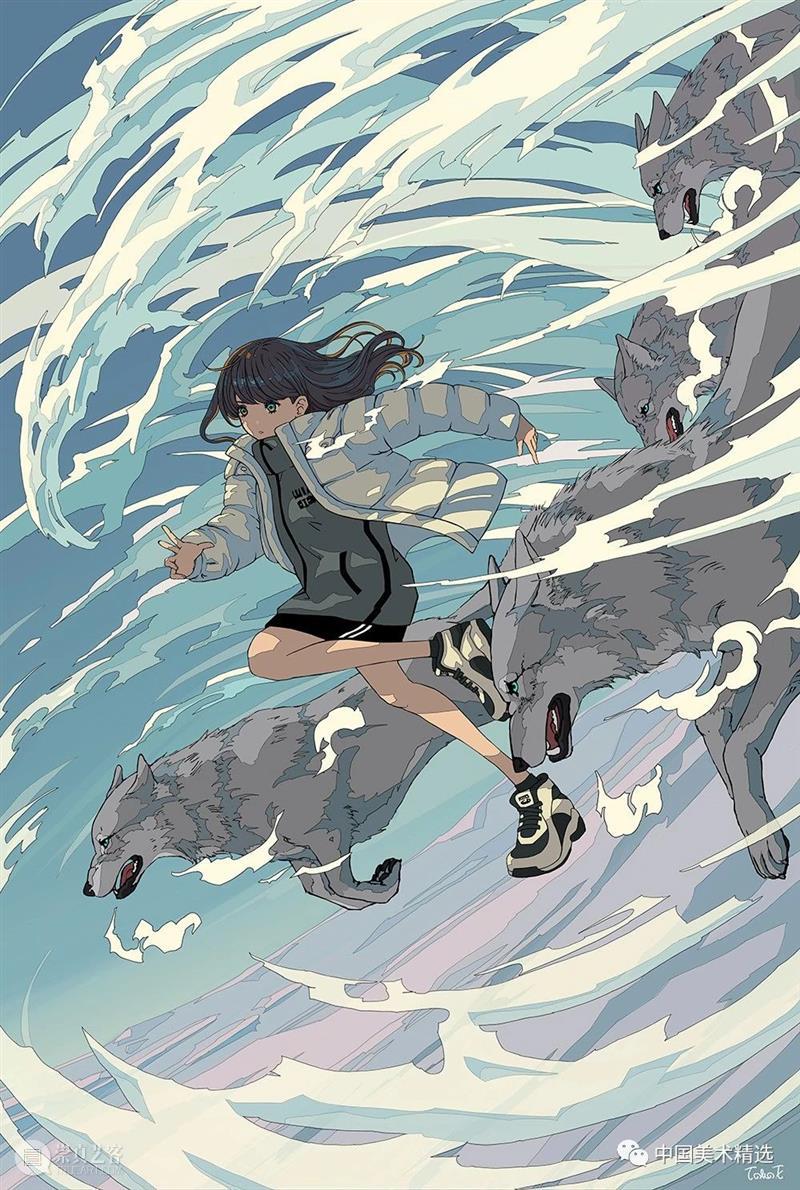 少女的梦 少女 日本 插画师@fluffy2038 插画 作品 城市 女孩 背景 细节 配色 崇真艺客