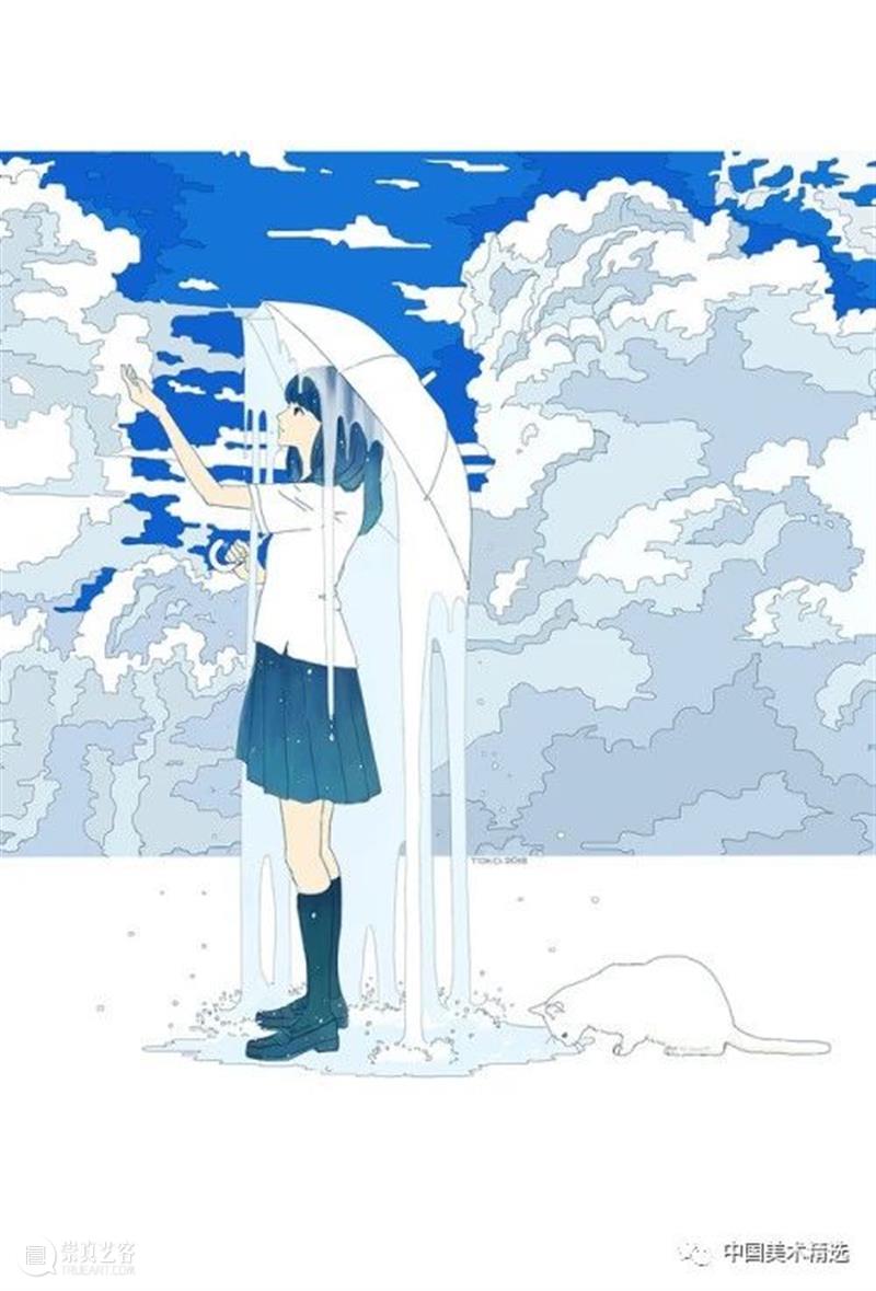 少女的梦 少女 日本 插画师@fluffy2038 插画 作品 城市 女孩 背景 细节 配色 崇真艺客