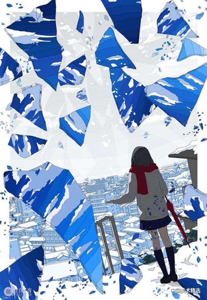 少女的梦 少女 日本 插画师@fluffy2038 插画 作品 城市 女孩 背景 细节 配色 崇真艺客