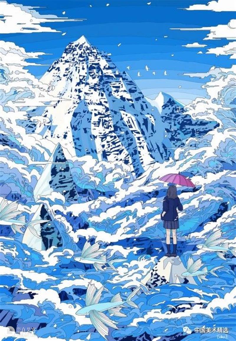少女的梦 少女 日本 插画师@fluffy2038 插画 作品 城市 女孩 背景 细节 配色 崇真艺客