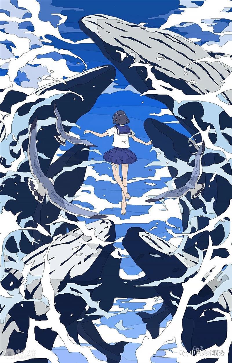 少女的梦 少女 日本 插画师@fluffy2038 插画 作品 城市 女孩 背景 细节 配色 崇真艺客