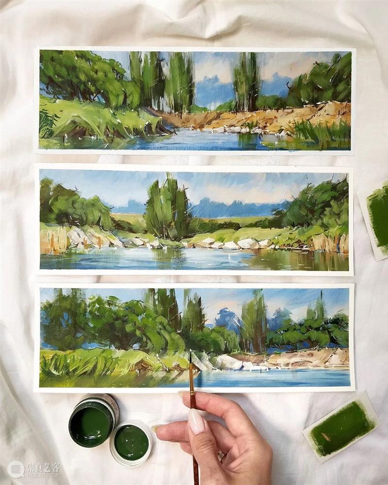 好适合圣诞节的手绘作品，森林、天空、湖泊真的棒！ 作品 森林 天空 湖泊 END 崇真艺客