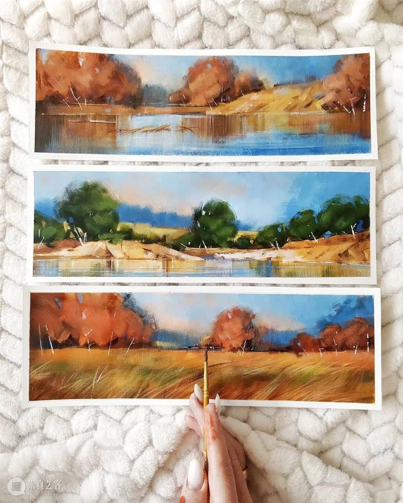 好适合圣诞节的手绘作品，森林、天空、湖泊真的棒！ 作品 森林 天空 湖泊 END 崇真艺客
