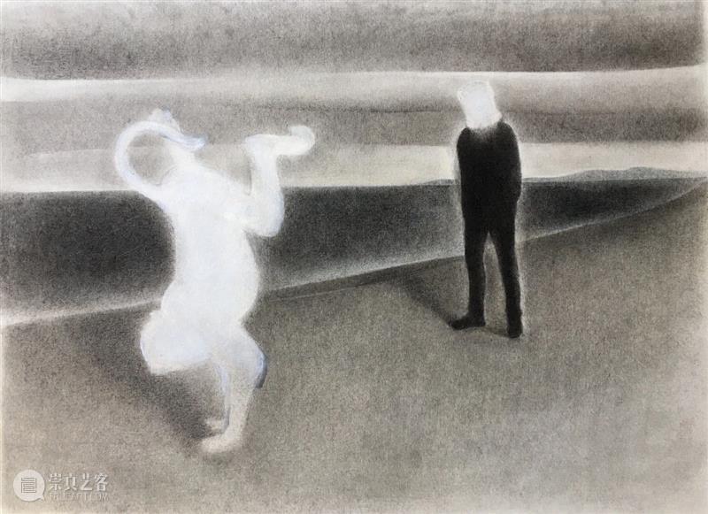 看画|王明之：我们会成为一个骗子 王明之 骗子 黑白无常 纸本 素描 水沟 边边 来回 长草 膝肘 崇真艺客