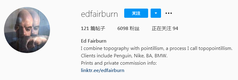 利用地图创作头像？拉远看还真是那么回事！ —— ED Fairburn 地图 头像 回事 Fairburn END 崇真艺客