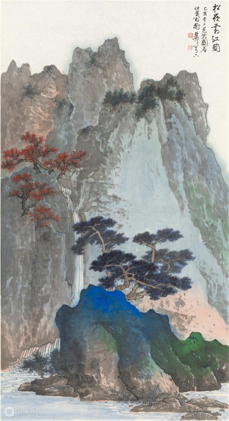 【中华艺术宫 | 轻悦读】谢稚柳《松嶺霜红图》:用色明艳而大胆 谢稚柳 松嶺霜红图 中华艺术宫 中国 用色 红与蓝 海派 艺术 特色 松岭霜红图 崇真艺客