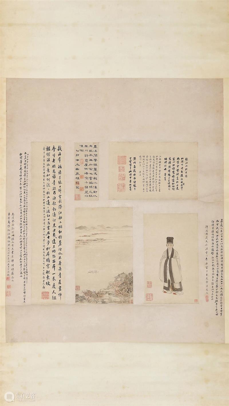 『中贸圣佳25周年春拍』 |  南陵水面咏樊川 拈入香光画里禅 — 翁方纲、罗聘 绘 董其昌像并杜牧南陵水面诗意 翁方纲 董其昌 杜牧 诗意 罗聘 南陵 水面 樊川 光画 拍卖会 崇真艺客