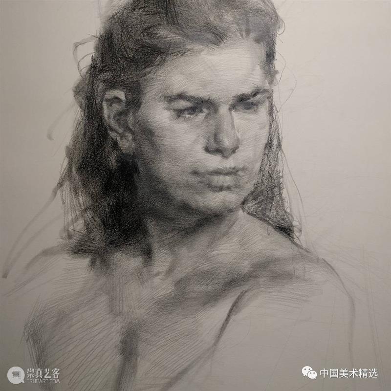 松动的素描肖像 肖像 素描 美国 画家 Dan Thompson 作品 弗吉尼亚州 亚历山大 纽约市两所艺术学院 崇真艺客