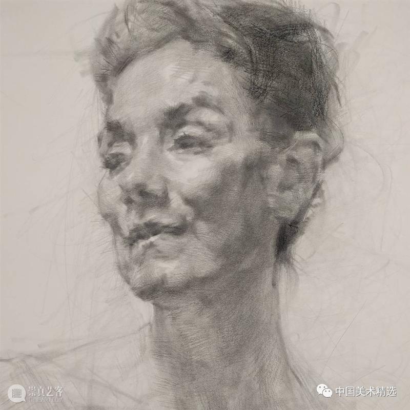 松动的素描肖像 肖像 素描 美国 画家 Dan Thompson 作品 弗吉尼亚州 亚历山大 纽约市两所艺术学院 崇真艺客