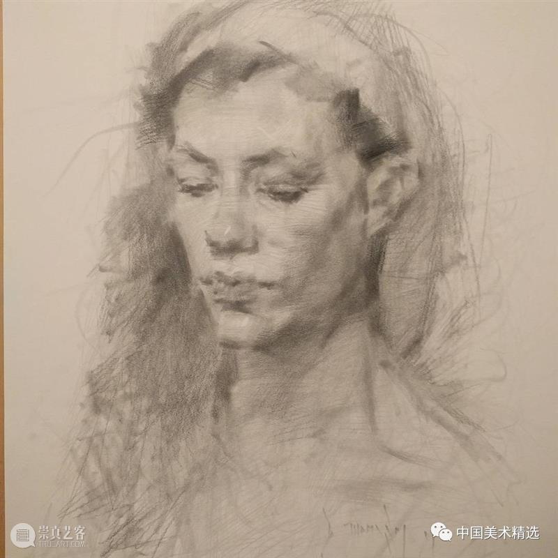 松动的素描肖像 肖像 素描 美国 画家 Dan Thompson 作品 弗吉尼亚州 亚历山大 纽约市两所艺术学院 崇真艺客