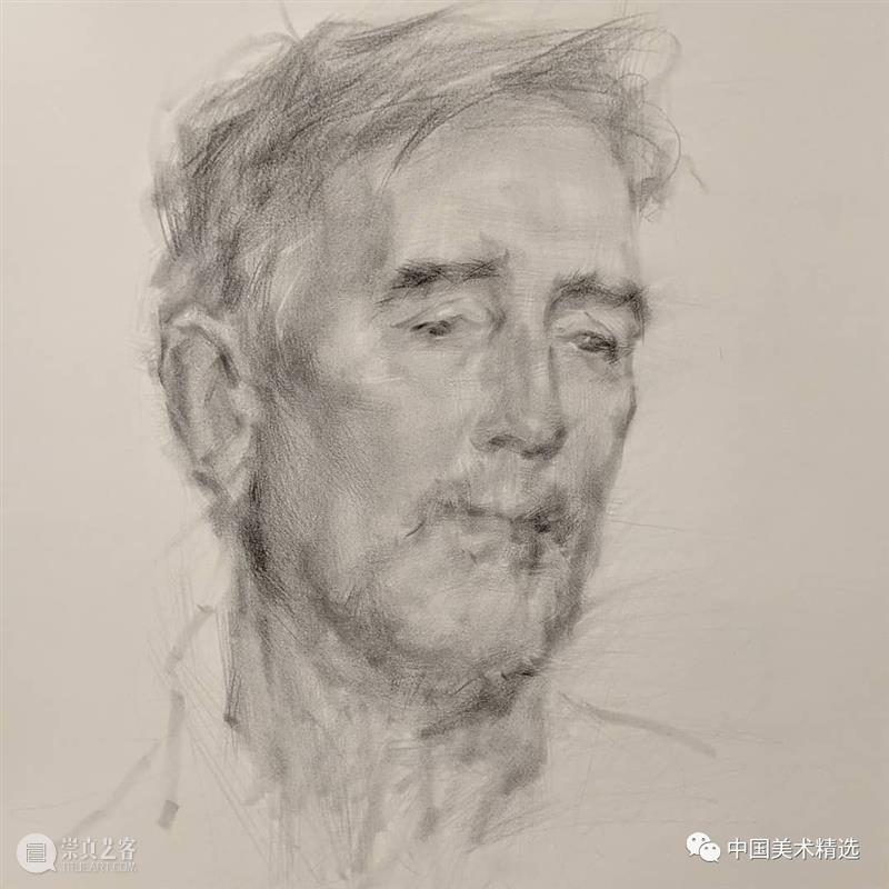 松动的素描肖像 肖像 素描 美国 画家 Dan Thompson 作品 弗吉尼亚州 亚历山大 纽约市两所艺术学院 崇真艺客