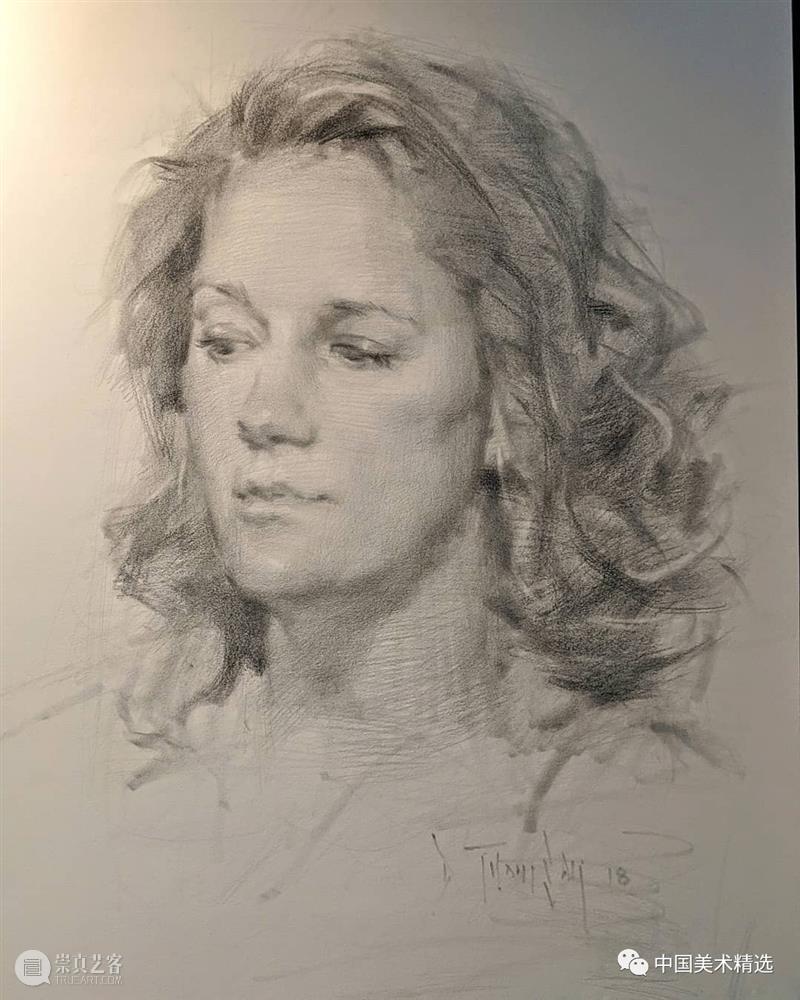 松动的素描肖像 肖像 素描 美国 画家 Dan Thompson 作品 弗吉尼亚州 亚历山大 纽约市两所艺术学院 崇真艺客