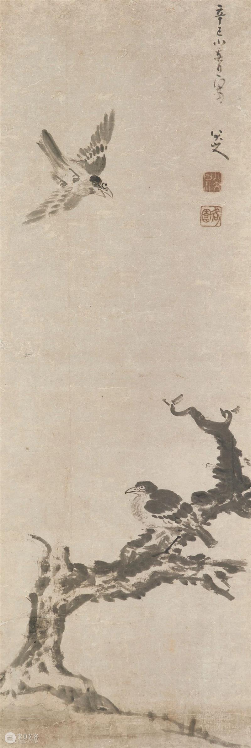 冷眼关情：八大山人《枯木双禽》赏析 八大山人 枯木双禽 冷眼关情 辛巳年 作品 晚年 精品 力作 画作 著作 崇真艺客
