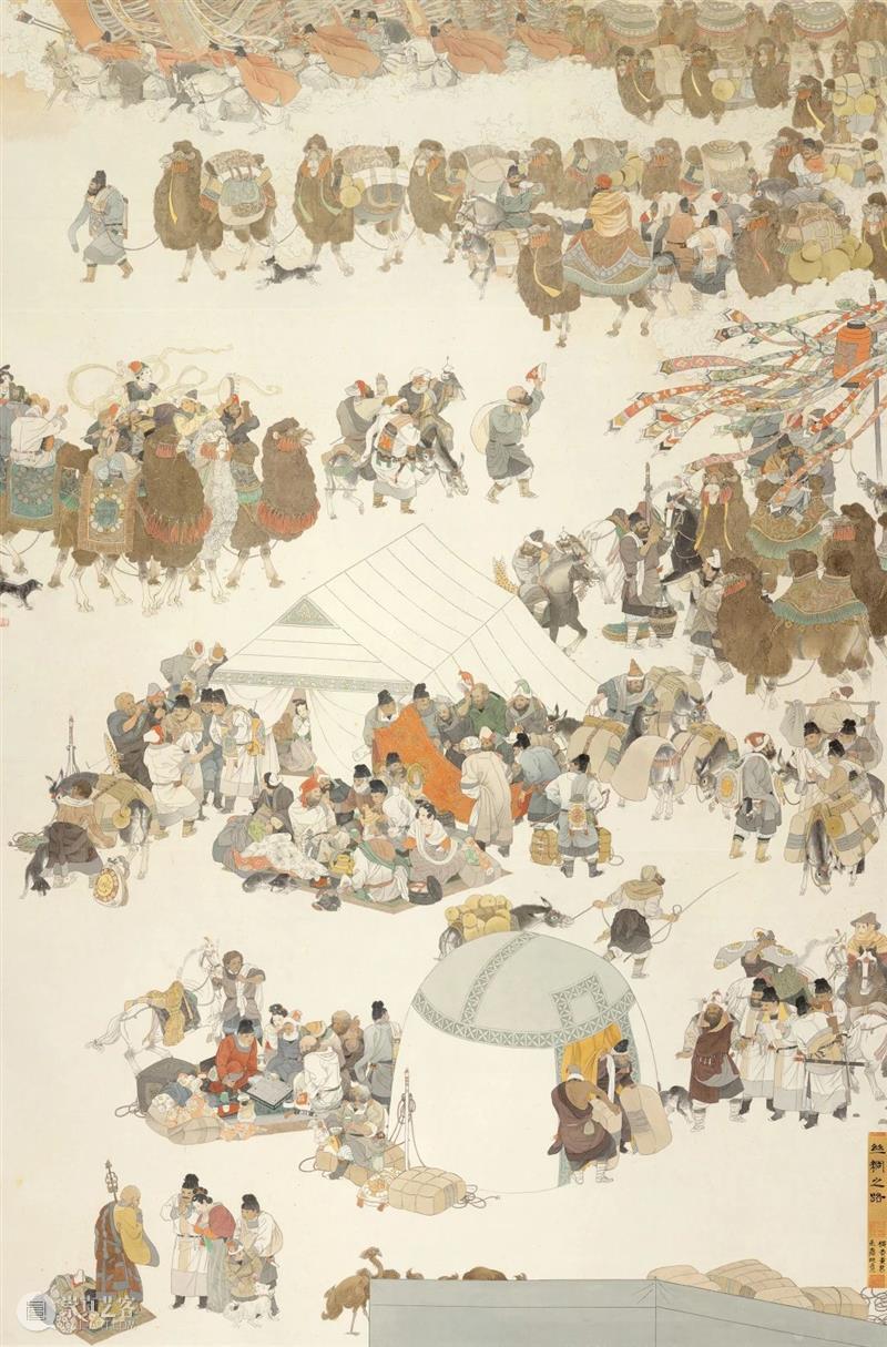 【中华艺术宫 | 每日一画】谢振瓯《丝绸之路》 谢振瓯 丝绸之路 中华艺术宫 绢本 水墨 作品 历史 图景 绘画 艺术 崇真艺客