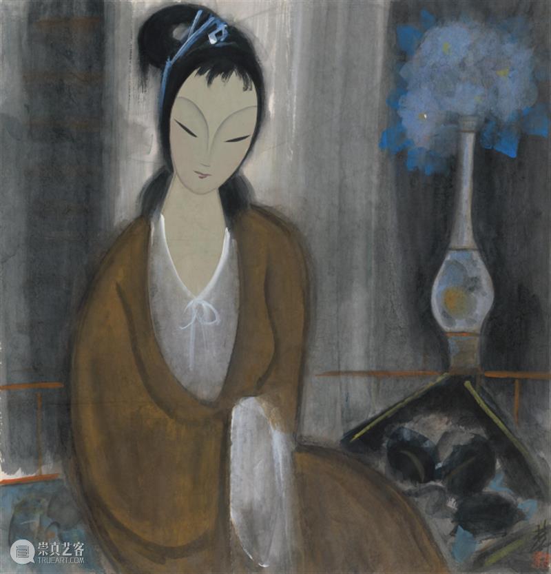 【中华艺术宫 | 每日一画】林风眠《瓶花仕女》 林风眠 瓶花仕女 中华艺术宫 中国 水墨缘 近现代 海派 艺术 大家 系列展 崇真艺客