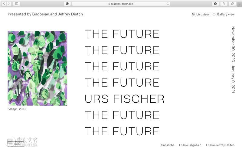 高古轩与杰弗里·戴奇连续第六年合作，推出年度大展「未来」(Future)  Gagosian 未来 Future 高古轩 杰弗里·戴奇 年度 高古轩欣然宣布 Deitch 巴塞尔 艺术展 迈阿密 崇真艺客