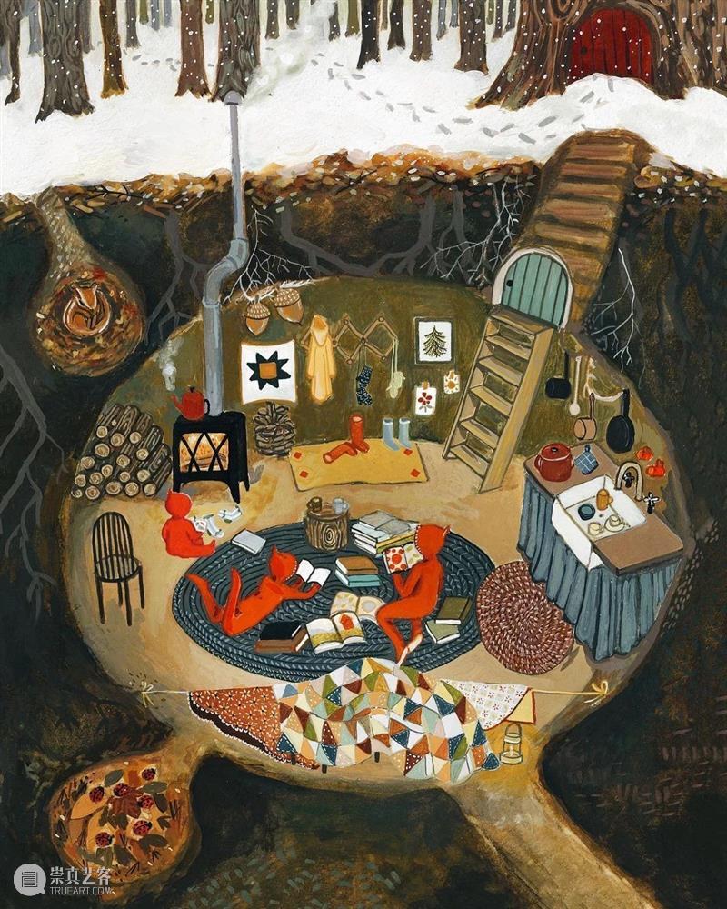 田园牧歌，心向往之 田园牧歌 艺术家 Lore Pemberton 家人 佛蒙特州北部 森林 插画 一家人 生活 崇真艺客